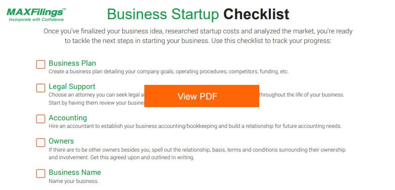 Preview business startup checklist